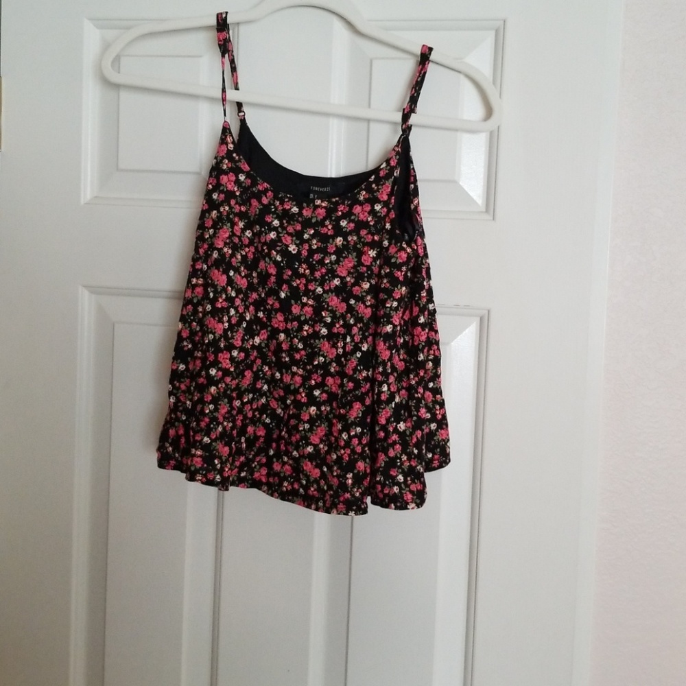 Forever 21  Black floral tank top